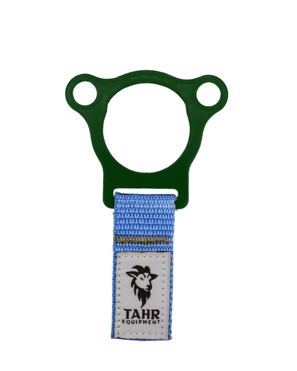TAHR cap strap for 32oz narrow-mouth Nalgene bottles with a green aluminum ring and blue strap