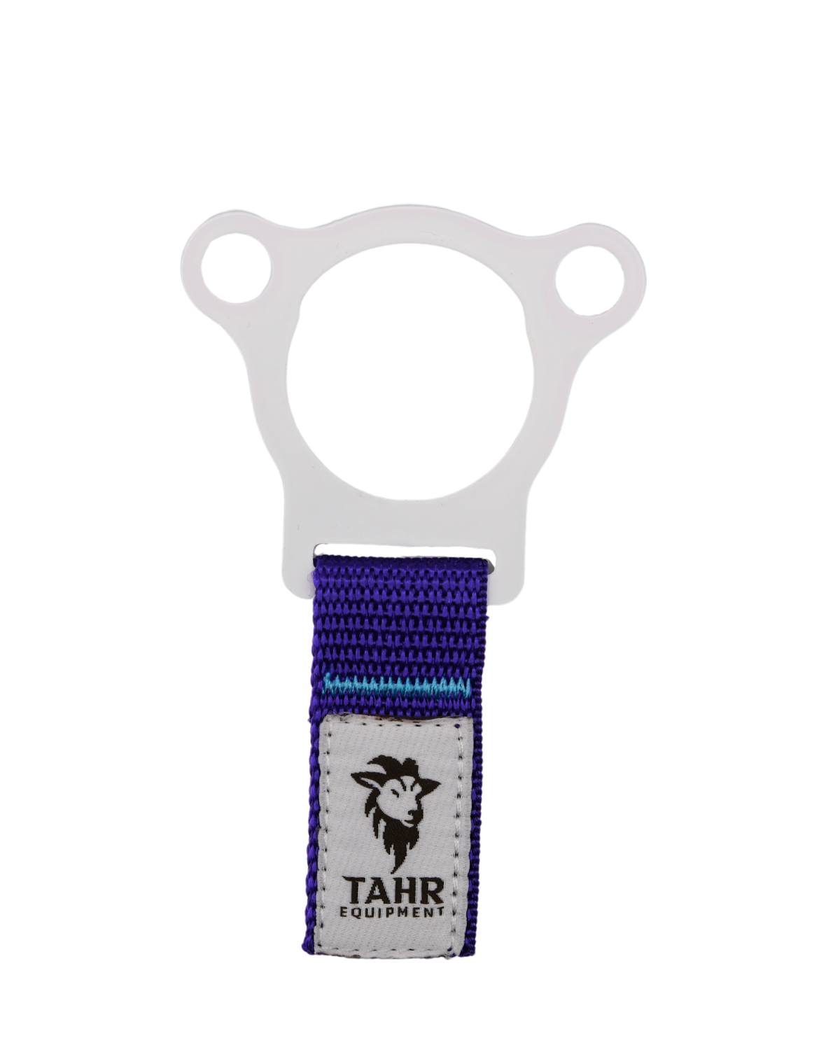 TAHR cap strap for 32oz narrow-mouth Nalgene bottles with a white aluminum ring and purple strap